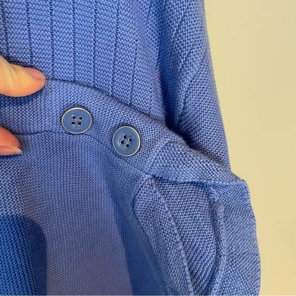 Talbots Blue Mixed Stitch Button Detail Tunic Sweater - women’s‎ size Large EUC - Picture 6 of 7